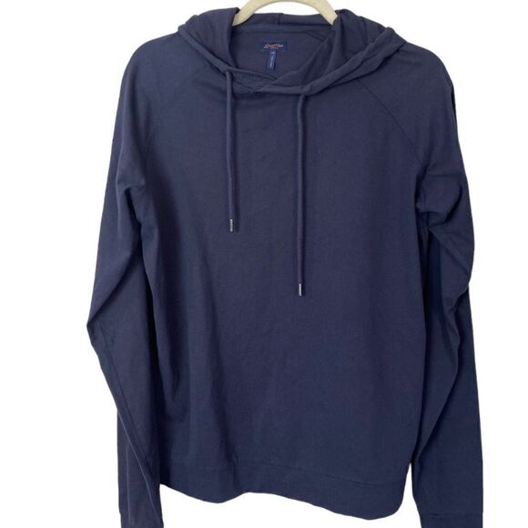 #131 GOOD MAN BRAND navy hooded tee pullover - Picture 2 of 8